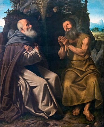 Antonius de Grote en Paulus van Thebe door Girolamo Savoldo